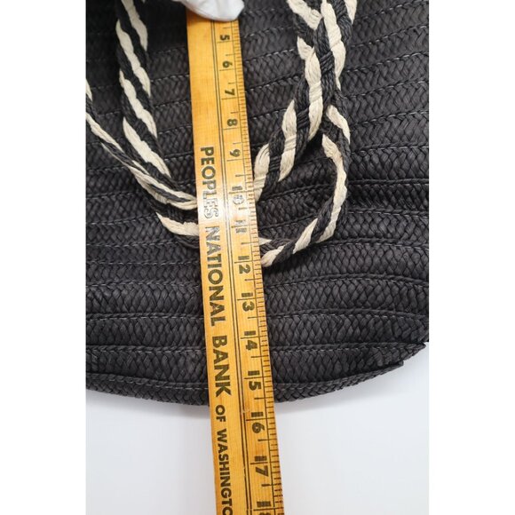Rachel Zoe For Box Of Style Black & Beige Woven Straw Tote Bag With Braided Hand - Picture 3 of 9